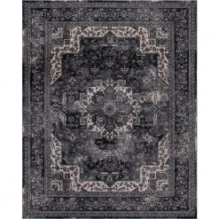 Angora Anthracite 8 ft. x 10 ft. Medallion Area Rug by Home Decorators Collection