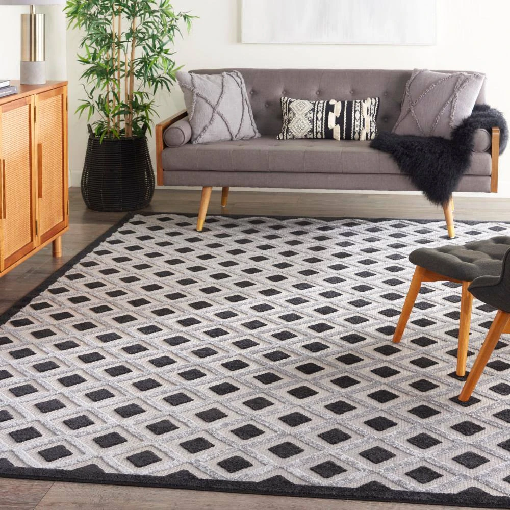 Aloha Black White 10 ft.x 13 ft. Geometric Contemporary Indoor/Outdoor Area Rug by Home Decorators Collection 2 Aloha Black White 10 ft.x 13 ft. Geometric Contemporary Indoor/Outdoor Area Rug by Home Decorators Collection - Image 2