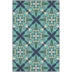 Bayview Blue/Aqua 5 ft 3 in x 7 ft 6 in Outdoor Area Rug by Home Decorators Collection