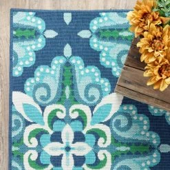 Bayview Blue/Aqua 5 ft 3 in x 7 ft 6 in Outdoor Area Rug by Home Decorators Collection -Floorzy Sales Shop blue aqua home decorators collection outdoor rugs 9526220310 fa 1000