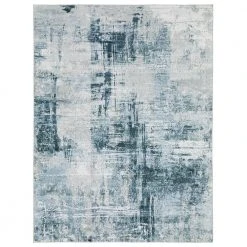 Harmony Machine Washable Blue 7 ft. 6 in. x 10 ft. Abstract Polyester Indoor Area Rug by Home Decorators Collection