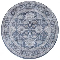 Dahliya Blue 5 ft. Round Area Rug by Home Decorators Collection