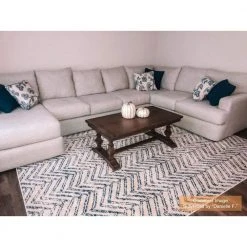 Rosanne Geometric Herringbone Blue 8 ft. x 10 ft. Area Rug by Home Decorators Collection -Floorzy Sales Shop blue home decorators collection area rugs rzbd94a 8010 31 1000