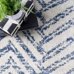 Rosanne Geometric Herringbone Blue 8 ft. x 10 ft. Area Rug by Home Decorators Collection -Floorzy Sales Shop blue home decorators collection area rugs rzbd94a 8010 4f 1000