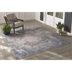 Aurora Blue 8 ft. x 10 ft. Indoor/Outdoor Area Rug by Home Decorators Collection -Floorzy Sales Shop blue home decorators collection outdoor rugs 79337 77 1000