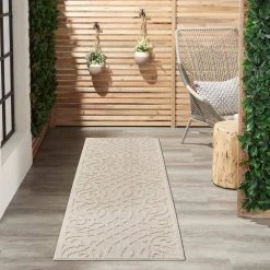 Palamos Cream 2 ft. x 8 ft. Geometric Contemporary Indoor/Outdoor Runner Rug by Home Decorators Collection -Floorzy Sales Shop cream home decorators collection area rugs 774521 77 1000