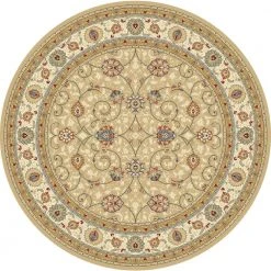 Vaughan Light Gold/Ivory 5 ft. x 5 ft. Round Indoor Area Rug by Home Decorators Collection