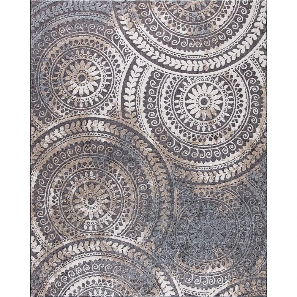 Spiral Medallion Cool Gray Tones 5 ft. x 7 ft. Area Rug by Home Decorators Collection 1 Spiral Medallion Cool Gray Tones 5 ft. x 7 ft. Area Rug by Home Decorators Collection