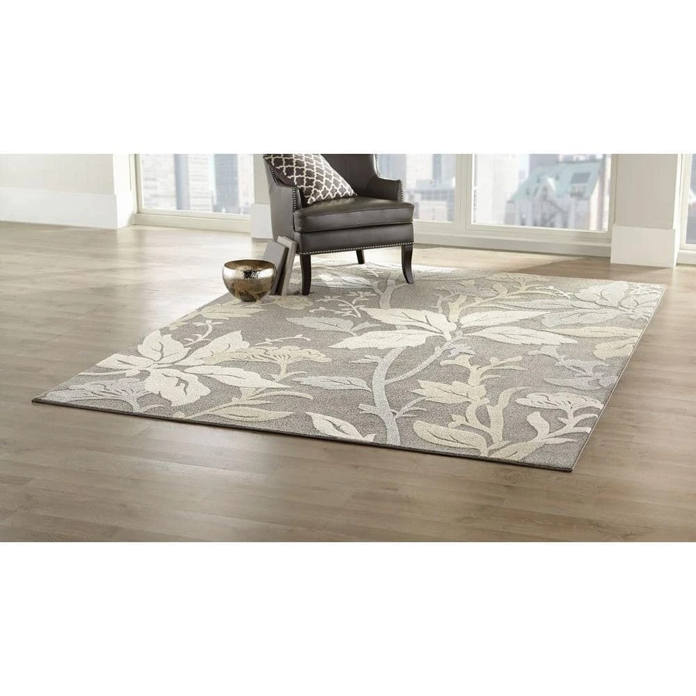 Blooming Flowers Gray 8 ft. x 10 ft. Area Rug by Home Decorators Collection 2 Blooming Flowers Gray 8 ft. x 10 ft. Area Rug by Home Decorators Collection - Image 2