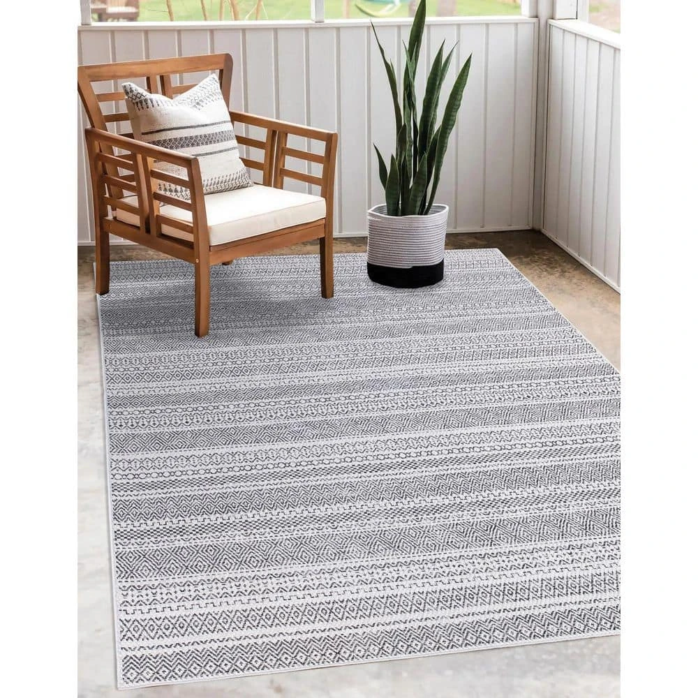Rhapsody Gray 8 ft. x 10 ft. Indoor/Outdoor Area Rug by Home Decorators Collection 9 Rhapsody Gray 8 ft. x 10 ft. Indoor/Outdoor Area Rug by Home Decorators Collection - Image 9