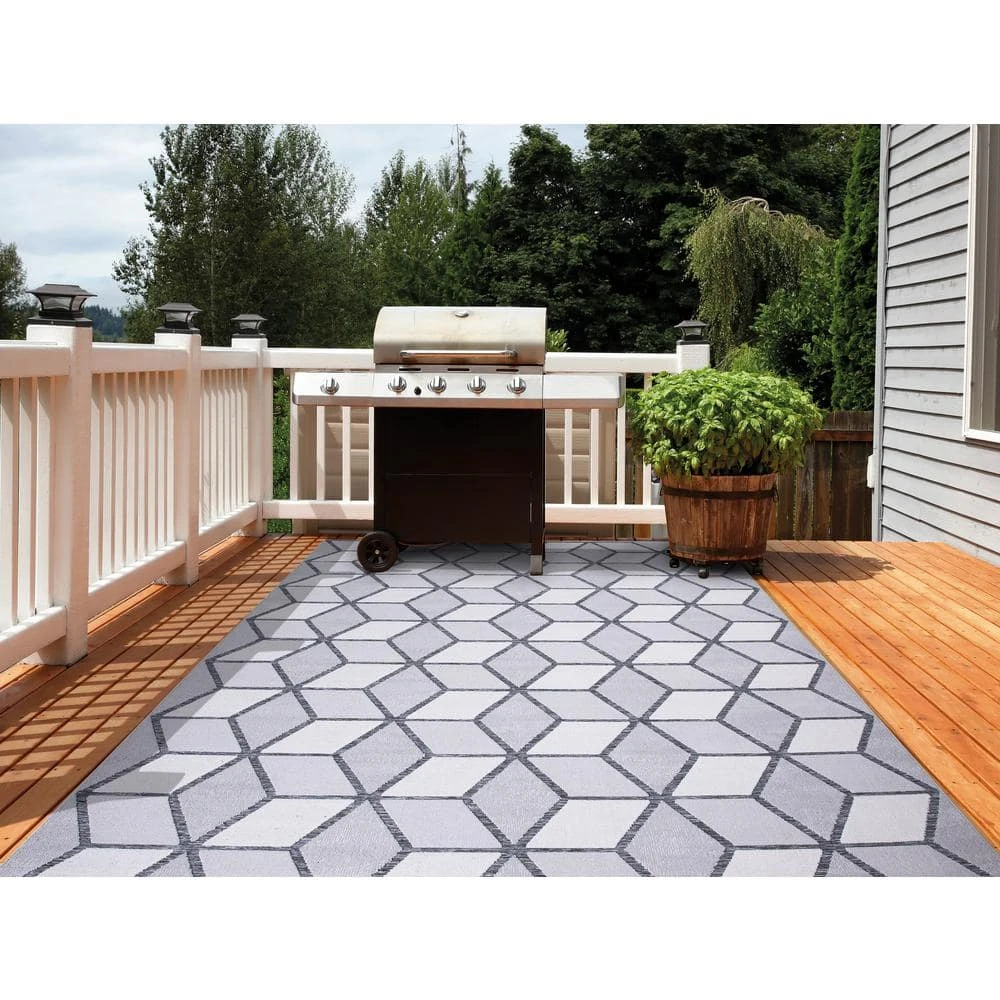 Kaleidoscope Gray 8 ft. x 10 ft. Indoor/Outdoor Area Rug by Home Decorators Collection 7 Kaleidoscope Gray 8 ft. x 10 ft. Indoor/Outdoor Area Rug by Home Decorators Collection - Image 7