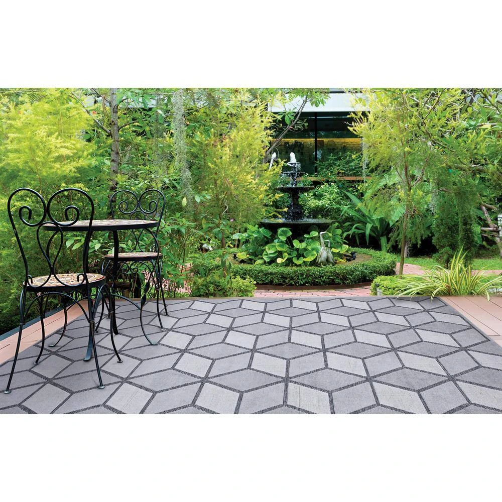 Kaleidoscope Gray 8 ft. x 10 ft. Indoor/Outdoor Area Rug by Home Decorators Collection 8 Kaleidoscope Gray 8 ft. x 10 ft. Indoor/Outdoor Area Rug by Home Decorators Collection - Image 8