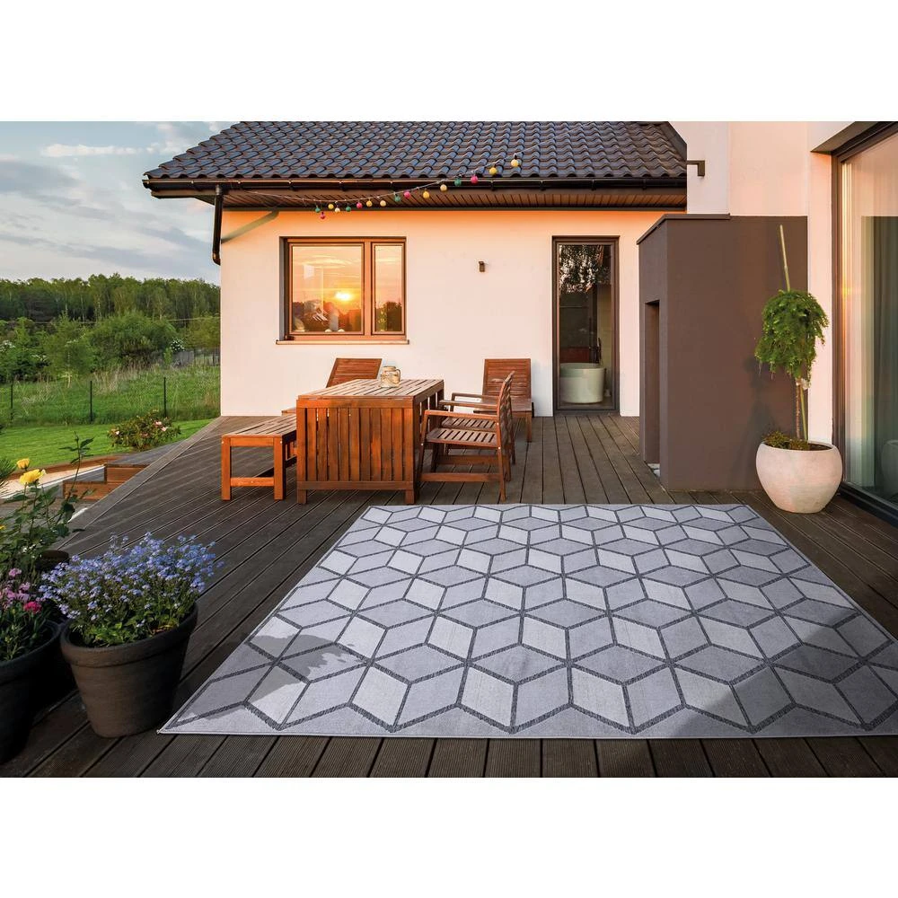 Kaleidoscope Gray 8 ft. x 10 ft. Indoor/Outdoor Area Rug by Home Decorators Collection 6 Kaleidoscope Gray 8 ft. x 10 ft. Indoor/Outdoor Area Rug by Home Decorators Collection - Image 6