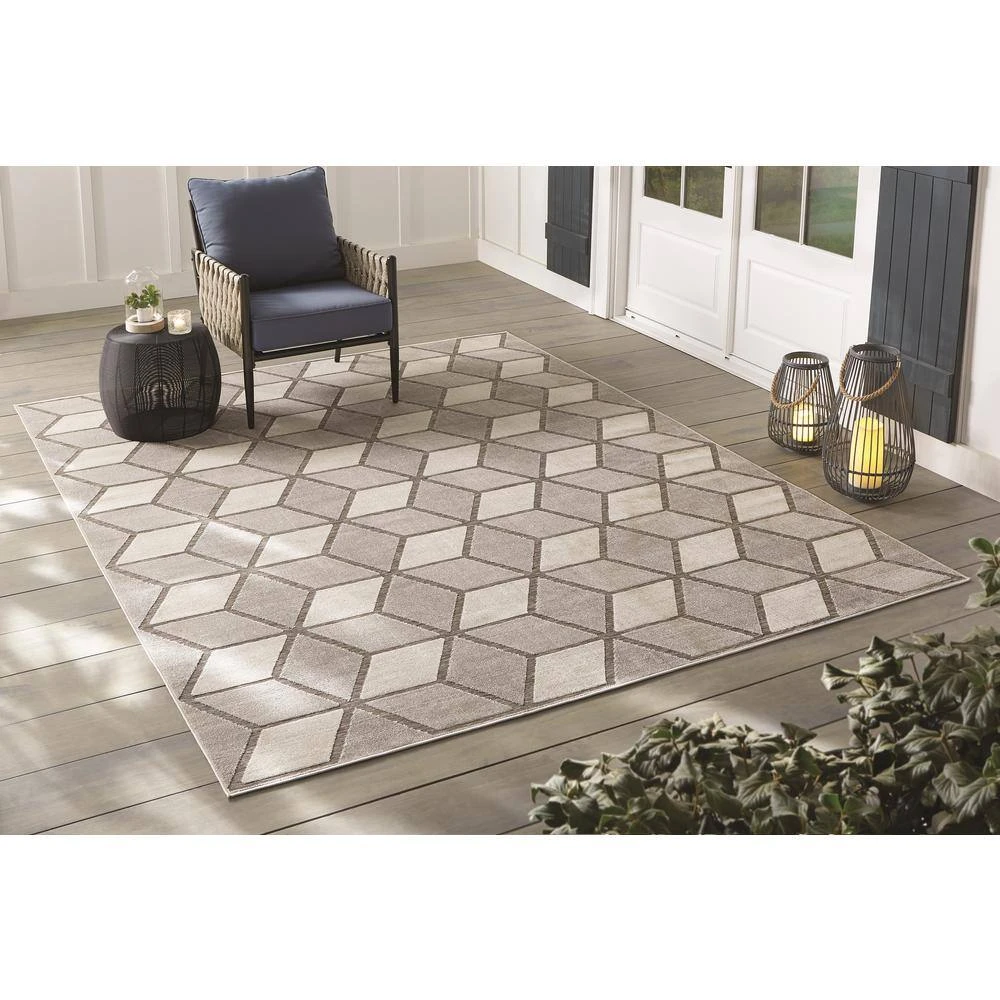 Kaleidoscope Gray 8 ft. x 10 ft. Indoor/Outdoor Area Rug by Home Decorators Collection 5 Kaleidoscope Gray 8 ft. x 10 ft. Indoor/Outdoor Area Rug by Home Decorators Collection - Image 5