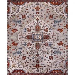 Talya Ivory/Red 8 ft. x 10 ft. Medallion Area Rug by Home Decorators Collection