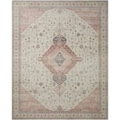Leesa Ivory/Rust 7 ft. 6 in. x 9 ft. 6 in. Medallion Polyester Area Rug by Home Decorators Collection
