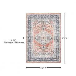 Zara Medallion Orange 5 ft. x 7 ft. Area Rug by Home Decorators Collection -Floorzy Sales Shop orange home decorators collection area rugs kksl05a 5307 76 1000