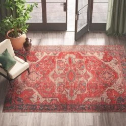 Polaris Red 7 ft. 6 in. x 9 ft. 6 in. Medallion Rectangle Area Rug by Home Decorators Collection -Floorzy Sales Shop red blue home decorators collection area rugs rug140460 44 1000